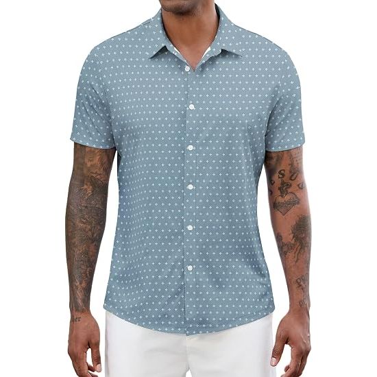 Wrinkle Resistant All Over Print Button Down Shirt