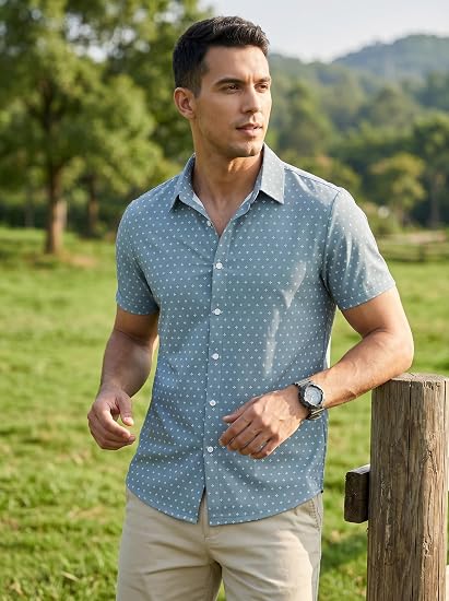 Wrinkle Resistant All Over Print Button Down Shirt